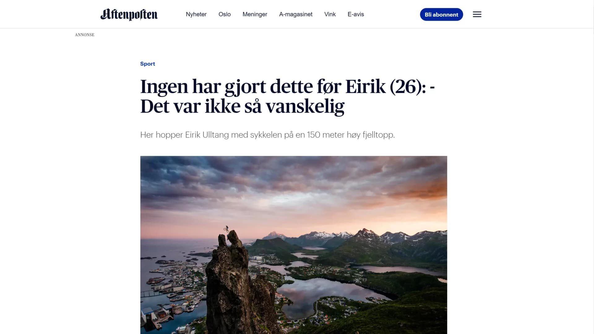 Pressedekning av Eirik Ulltang i Aftenposten